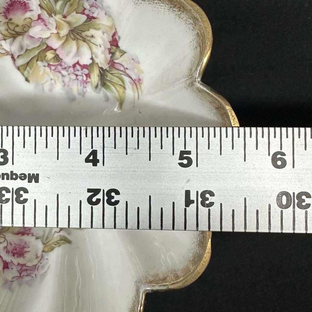 Wheelock Germany 5 1/2" Footed Porcelain Bowl, Floral With Gold Trim, Antique - Picture 10 of 10